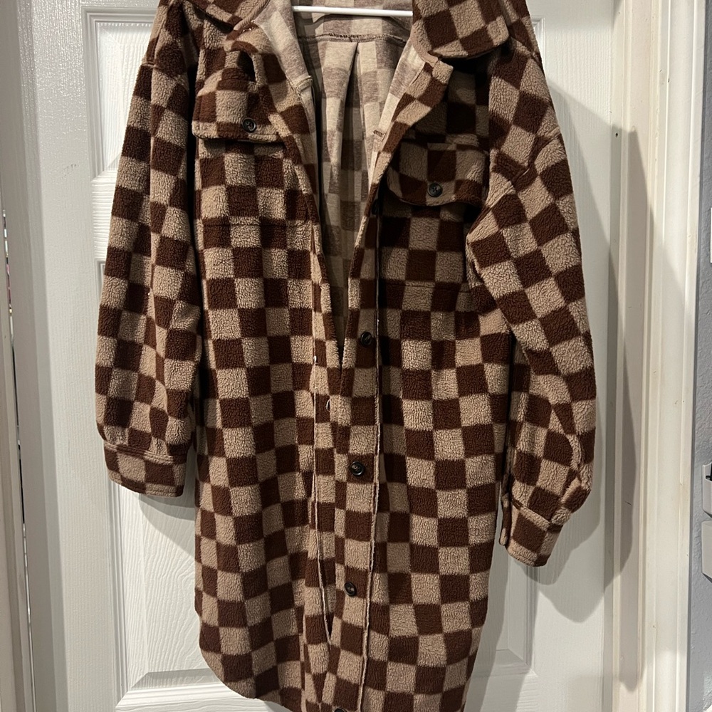 Brown Checkered Long Coat